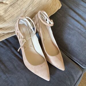 Adrienne Vittadini Nude Blush Pointed-Toe Ankle Strap Pumps